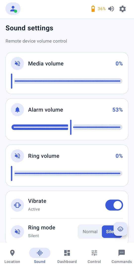Vedetor secondary control screenshot